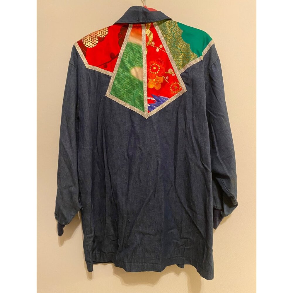 Sachi New York Denim Jacket Blue Jean Asian Design Panels Medium